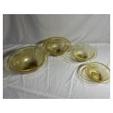 Set of 4 amber glass mixing bowls