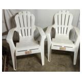 Pair of US Leisure White Plastic Lawn Chairs