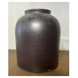 2 gallon brown crock. Has multiple chips.