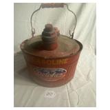 Red metal gasoline can Delphos Galvanized Metal re