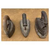 Lot of 3 cast iron irons