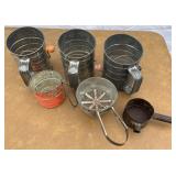 Lot of 6 old flour sifters