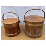 Lot of 2 wooden sugar buckets