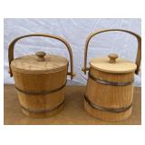 Lot of 2 small wooden sugar buckets