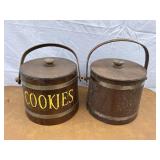 Lot of 2 wooden sugar buckets