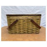 Old metal picnic basket
