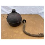Metal smudge pot marked Sig-nal-ite with extra wic