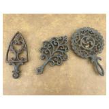 Lot of 3 cast iron trivets