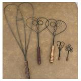 Lot of 5 old metal rug beaters
