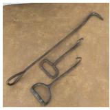 Lot of 3 old metal hay hooks