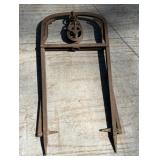 Old metal hay fork with pulley