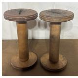 Pair of wooden spools
