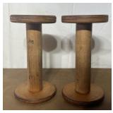 Pair of wooden spools