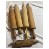 Lot of 5 wooden rolling pins