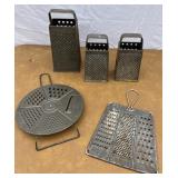 Lot of 5 kitchen graters. 3 are stand graters.