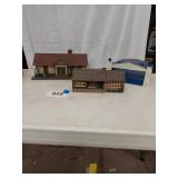 ASSORTED BUILDINGS AND A PHONE BOOTH, PLASTIC