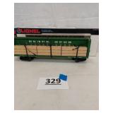 LIONEL BURLINGTON I-BEAM FLATCAR W/ WOOD LOAD,