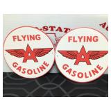 (2) 12? Round Flying A Gasoline Metal Signs Lot