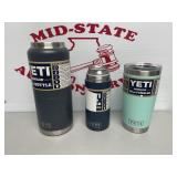 (3) Yeti Rambler Lot No Clips/Lid