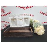 (3) Decorative Jars W Fairy Lights & Flowers w