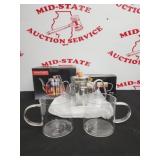 Glass Teapot w Infuser (37.5) OZ & (2) Glass Mugs