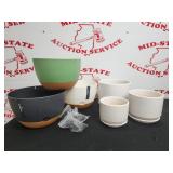 (3) Plastic Hanging Flower Baskets w Chains & (3)