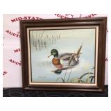 R.Wesley Duck in Pond Oil Painting on Canvas 30in