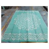Outdoor Area Rug. 123" X 94.5" Mint Green & White