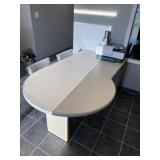 Rounded Desk with 2 Grey Chairs from Office Area