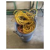 Large Lot of Extension Cords in Trash Can