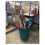 Large Lot of Hand Tools in Rolling Trash Can