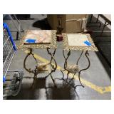 PAIR OF TABLES MARBLE TOPS