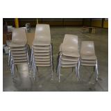 (23) TAN PLASTIC STACKABLE CHAIRS