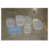 RICE BIN WITH TUPPERWARE & PLASTIC CONTAINERS