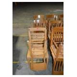 (3) OAK LIBRARY CHAIRS + (3) OTHER CHAIRS