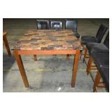 HI-TOP KITCHEN TABLE WITH (7) PADDED CHAIRS