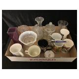 CLEAR GLASS, VASES, COFFEE MUGS