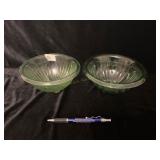 (2) GREEN DEPRESSION MIXING BOWLS