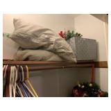 CONTENTS OF BEDROOM CLOSET: HANGERS, CHRISTMAS,