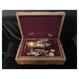 JEWELRY BOX WITH SOME COSTUME JEWELRY