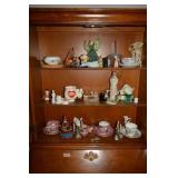 CONTENTS OF SECRETARY: GLASSWARE, DECORATIONS,