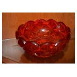 RED BOWL, S & P SHAKER, CLEAR GLASS DISHES