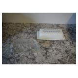 PYREX BUTTER DISH & CLEAR GLASS BUTTER DISH