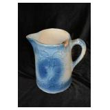 BLUE CROCK PITCHER - HAS CRACKS & CHIGGERS