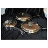 (2) SALADMASTER SKILLETS WITH LIDS, (1)SALADMASTER