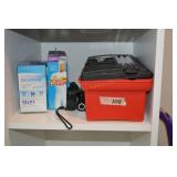 PLASTIC TOOL BOX WITH FALSHLIGHTS AND BATTERIES