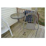 PATIO TABLE & CHAIR, (2) OUTDOOR CHAIRS