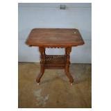 OAK TABLE ON CASTERS - 30"X 21" X 30.75"