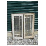 PAIR OF ANTIQUE WINDOWS IN FRAMES