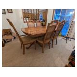 PECAN DINING TABLE WITH (8) CHAIRS & (2) LEAVES